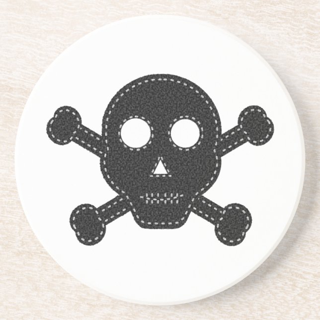 Black Felt Skull Coaster (Front)