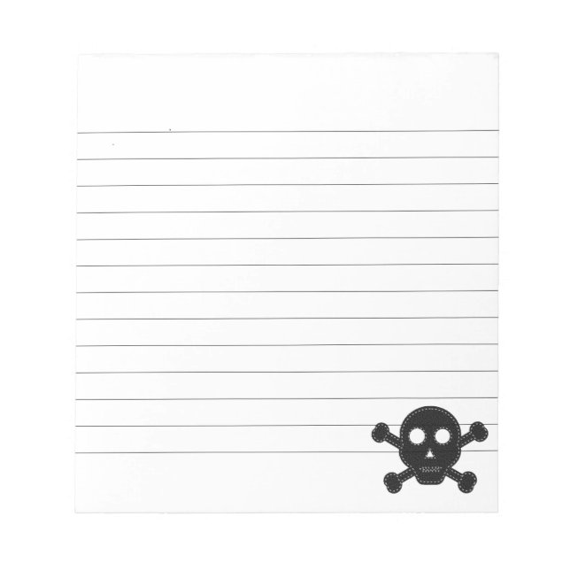 Black Felt Skull Lined Notepad (Front)