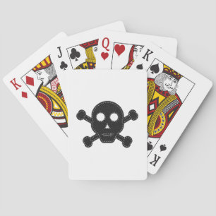 Black Felt Skull Playing Cards