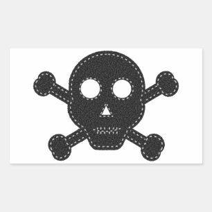 Black Felt Skull Rectangular Sticker