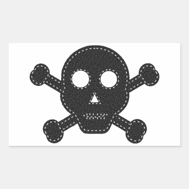 Black Felt Skull Rectangular Sticker (Front)