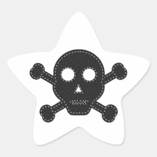 Black Felt Skull Star Sticker