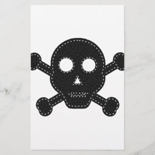 Black Felt Skull Stationery