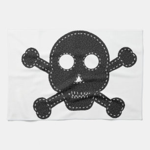 Black Felt Skull Tea Towel