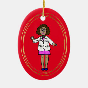 Black Female Doctor Christmas Ornament