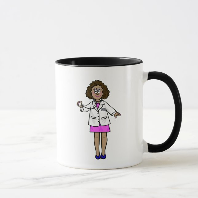 Black Female Doctor Holding Stethoscope Mug (Right)
