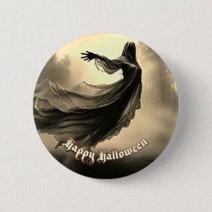 Black Female Ghost in Hellscape - Halloween 6 Cm Round Badge