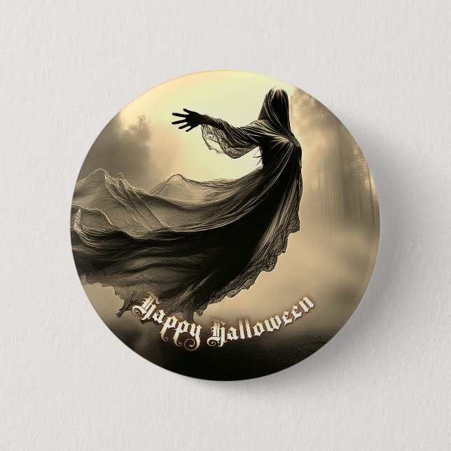Black Female Ghost in Hellscape - Halloween 6 Cm Round Badge (Front)