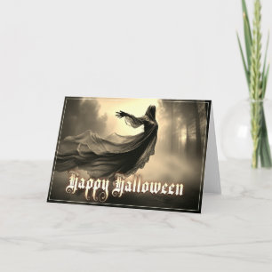 Black Female Ghost in Hellscape - Halloween Card