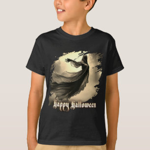 Black Female Ghost in Hellscape - Halloween T-Shirt
