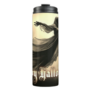 Black Female Ghost in Hellscape - Halloween Thermal Tumbler