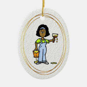 Black Female House Painter Ornament