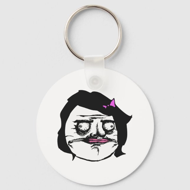 Black Female Me Gusta Comic Rage Face Meme Key Ring (Front)