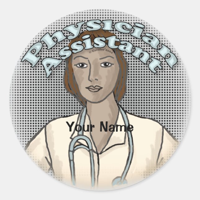 Black Female Physician Assistant Classic Round Sticker (Front)