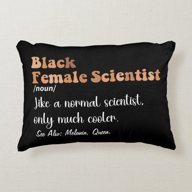 Black Female Scientist Funny Definition Scientists Decorative Cushion (Front)