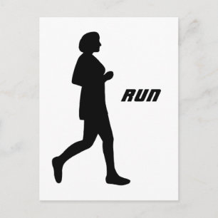 Black Female Silhouette Runner Running Painting Postcard