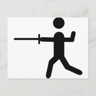 black fencing symbol logo postcard
