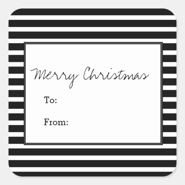 Black Festive Stripes Holiday Stickers (Front)