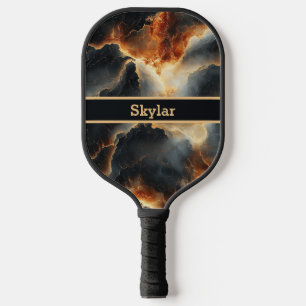 Black Fiery Cosmos Personalised Pickleball Paddle