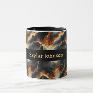 Black Fiery Marble Personalised Coffee Mug