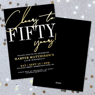 Black Fifty 50th Birthday Gold