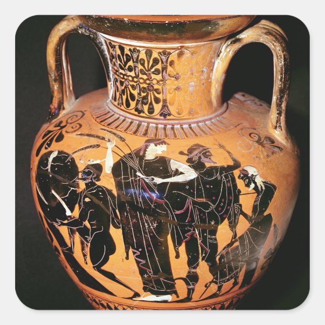 Black-figure attic vase square sticker (Front)