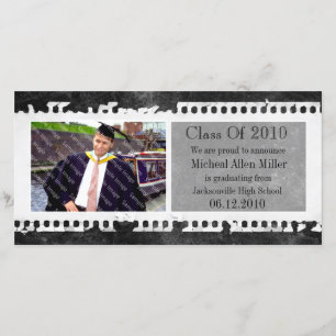 Black Film Frame Grunge Graduation Photo Card