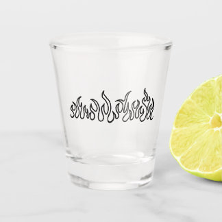 Black Fire Flames Blaze Outline Shot Glass