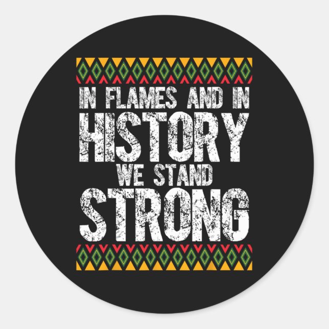 Black Firefighter Firefighting Fireman Black Histo Classic Round Sticker (Front)