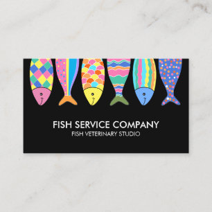 Black Fish Cute Pattern Waves Business Card
