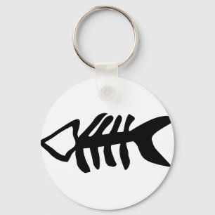 black fish fishbones key ring