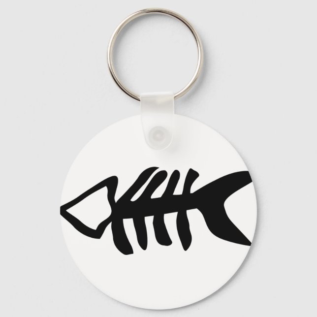 black fish fishbones key ring (Front)