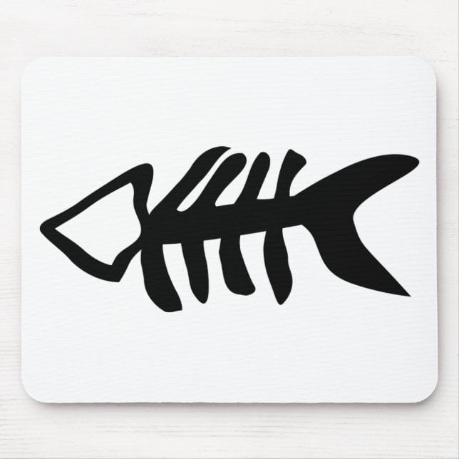 black fish fishbones mouse mat (Front)
