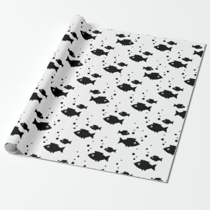 black fish on white wrapping paper
