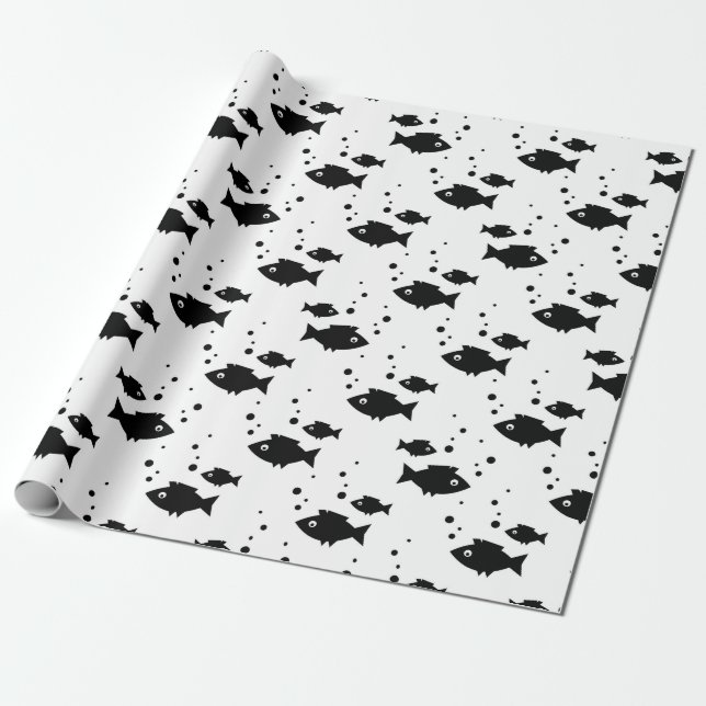 black fish on white wrapping paper (Unrolled)