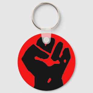 black fist on red key chain