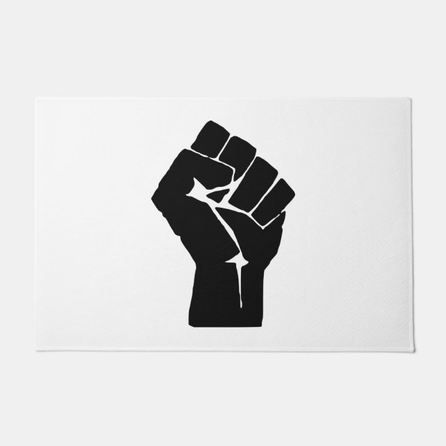 Black Fist Raised - Resistance Protest Doormat (Front)