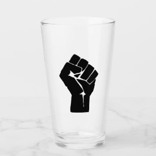 Black Fist Raised - Resistance Protest Glass