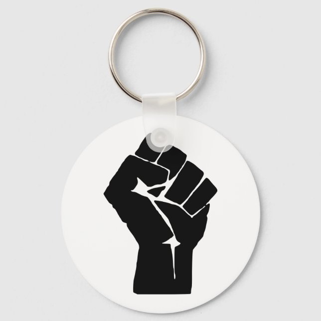 Black Fist Raised - Resistance Protest Key Ring (Front)
