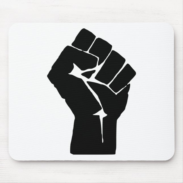 Black Fist Raised - Resistance Protest Mouse Mat (Front)