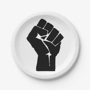 Black Fist Raised - Resistance Protest Paper Plate