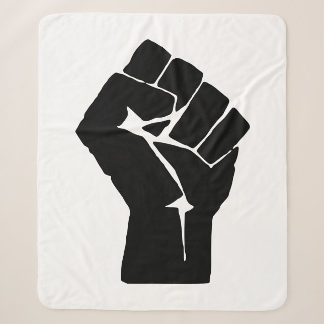 Black Fist Raised - Resistance Protest Sherpa Blanket (Front)