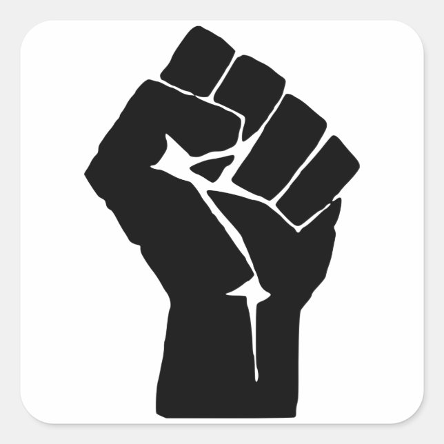 Black Fist Raised - Resistance Protest Square Sticker (Front)