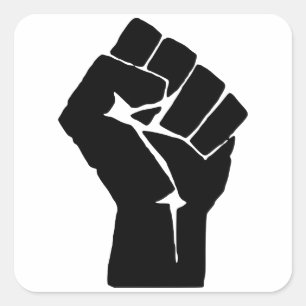 Black Fist Raised - Resistance Protest Square Sticker