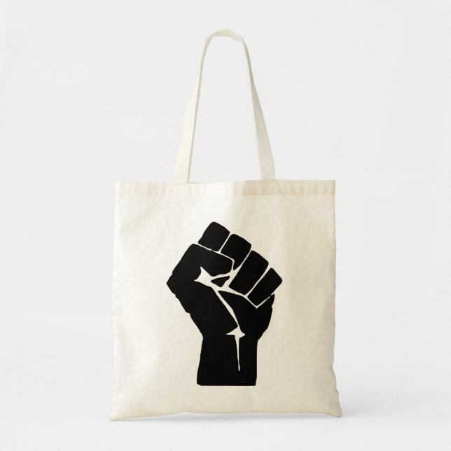 Black Fist Raised - Resistance Protest Tote Bag (Front)