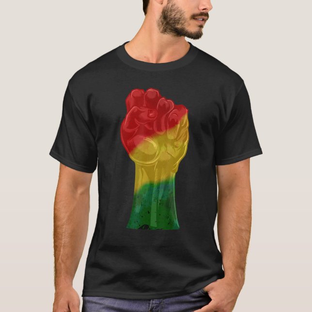 Black Fist Shirt African American Pride Black Hist (Front)