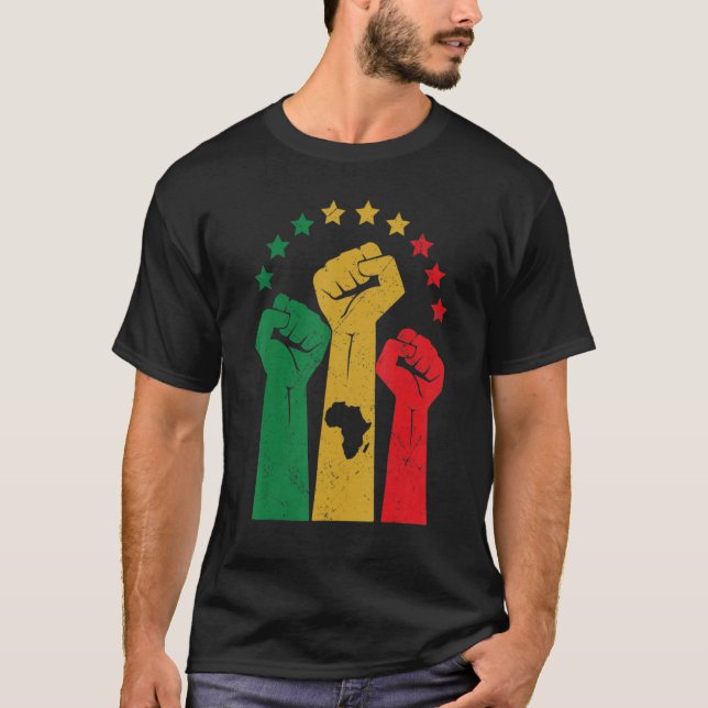 Black Fist Shirt African American Pride Black Hist (Front)