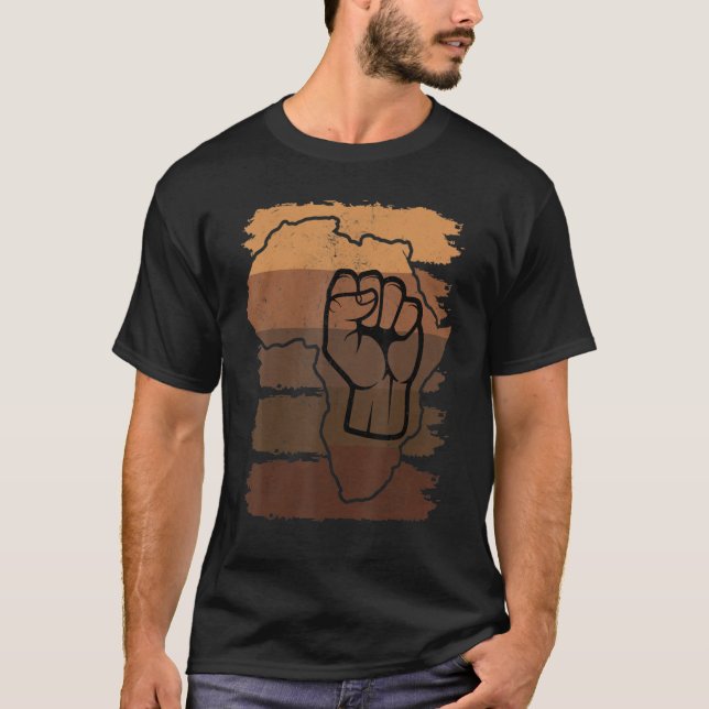 Black Fist Shirt African American Pride Black Hist (Front)