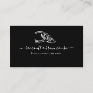 Black Fitness gym sport yoga studio Business Card