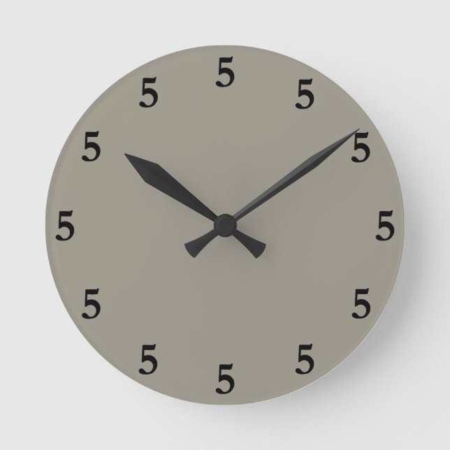 Black Five o'Clock Somewhere, Aluminium Silver Gre Round Clock (Front)
